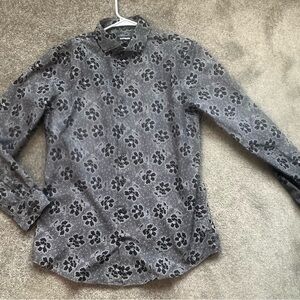 Express Men’s Black Floral Long Sleeve Shirt